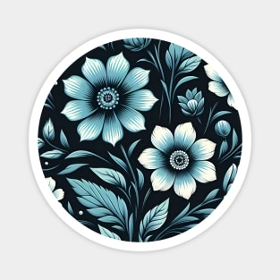 Blue Floral Illustration Magnet